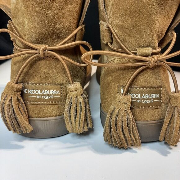 KOOLABURRA BY UGG Skyller Ankle Boots Womens Sz 9 Tan Suede Tassle Unlined Fall - Picture 7 of 9